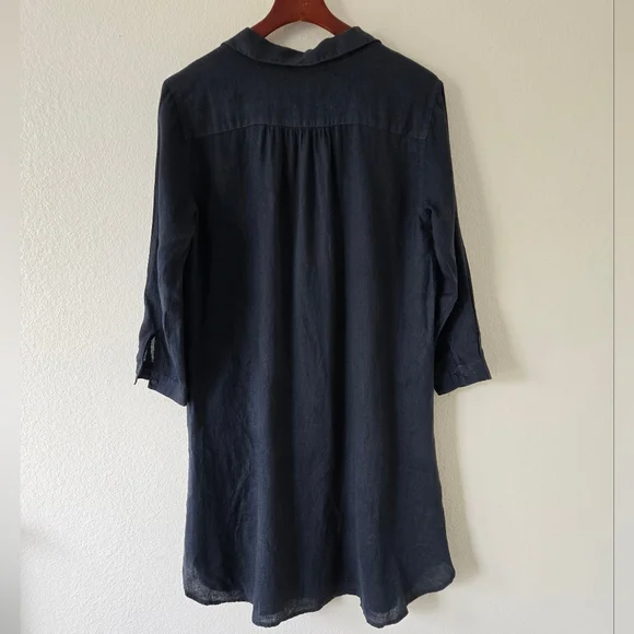 CP Shades Lara Black Midi Shirt Dress Lagenlook Boho Relaxed Size Medium - Picture 12 of 15